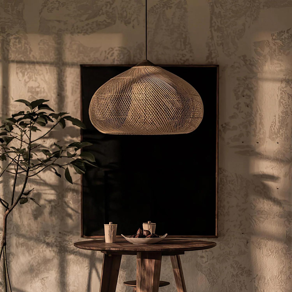 Woven Rattan Pendant Light | Boho Japandi Style, E27