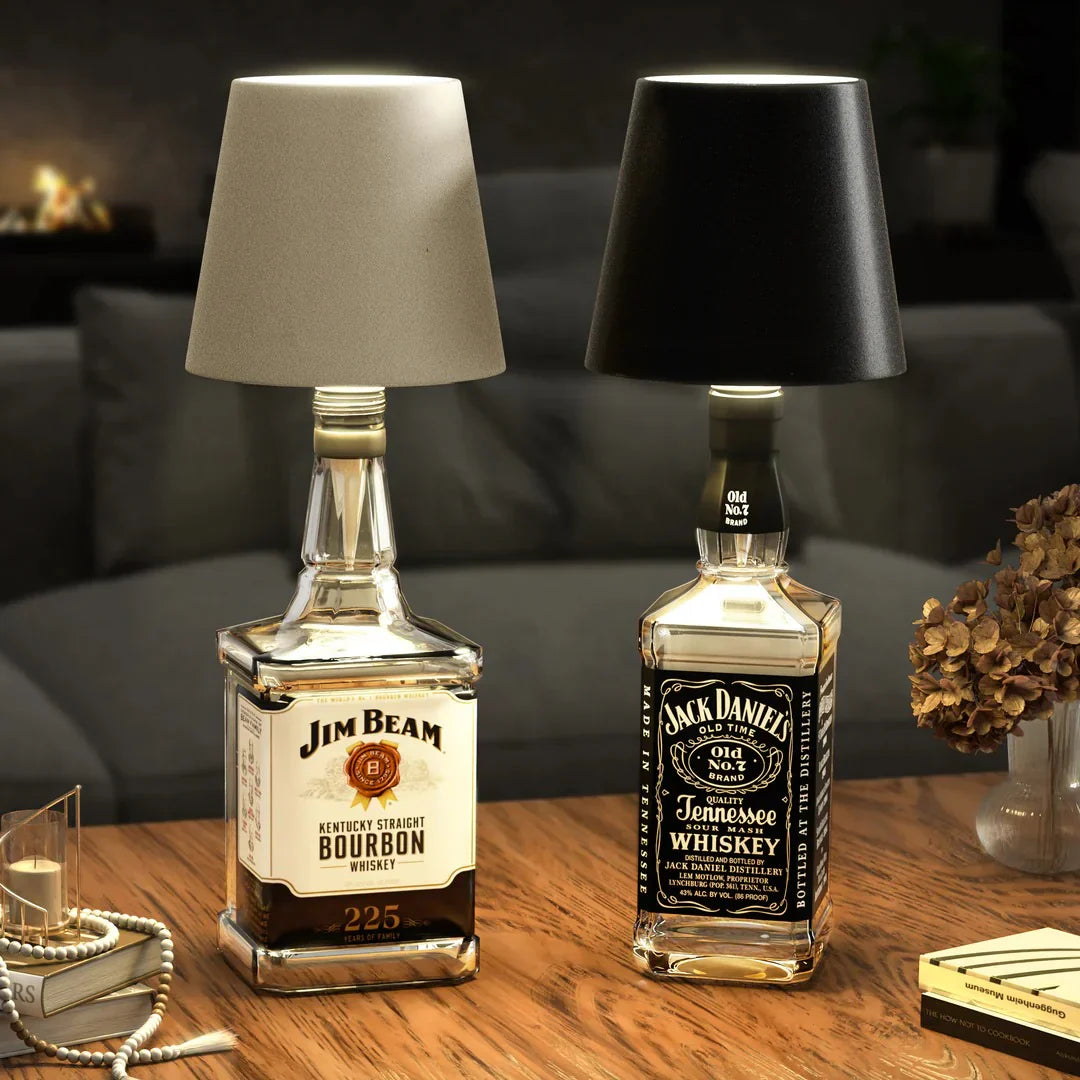 Wireless Bottle Lamp | Rechargeable LED with Cone Shade