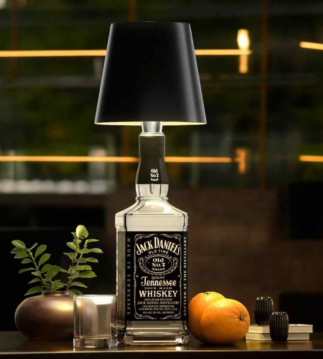 Wireless Bottle Lamp | Rechargeable LED with Cone Shade