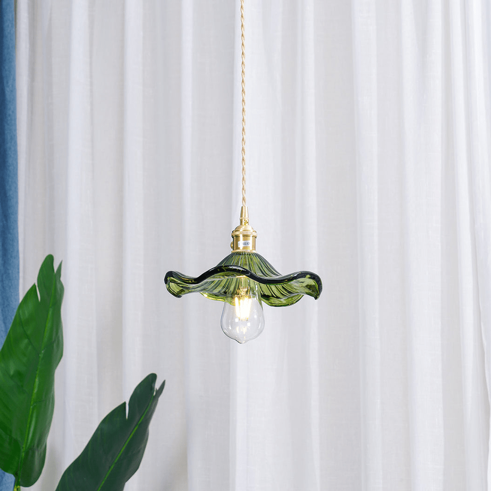 Hibiscus Flower Pendant Light | Glass and Brass, E27