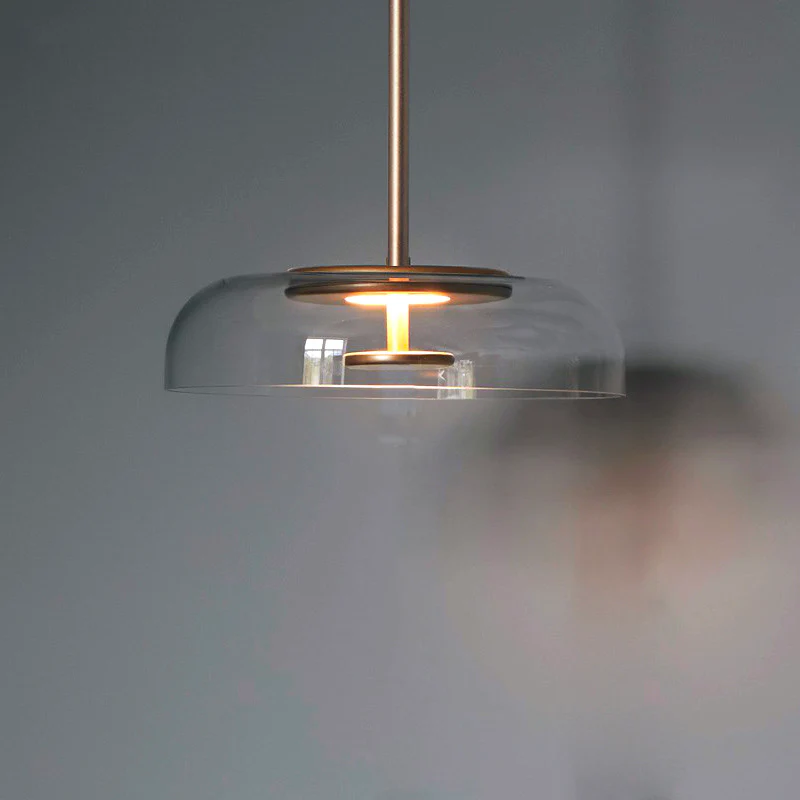 Round Glass and Metal Pendant Light | Modern LED, Adjustable Drop