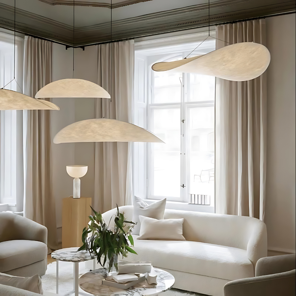 Silk Pendant Light | Japandi Style, Height-Adjustable
