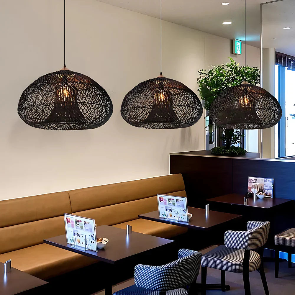 Woven Rattan Pendant Light | Boho Japandi Style, E27