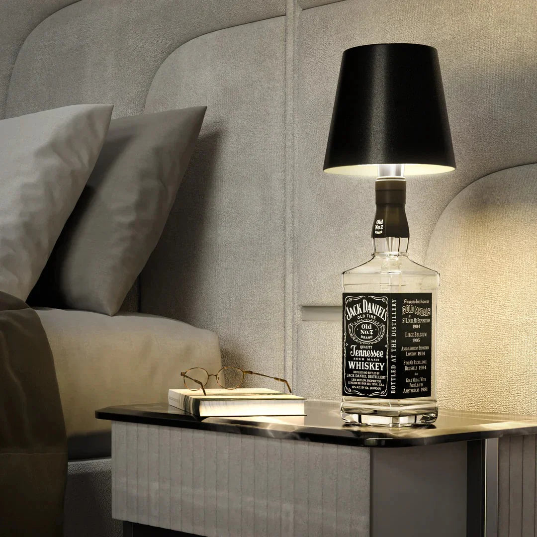 Wireless Bottle Lamp | Rechargeable LED with Cone Shade