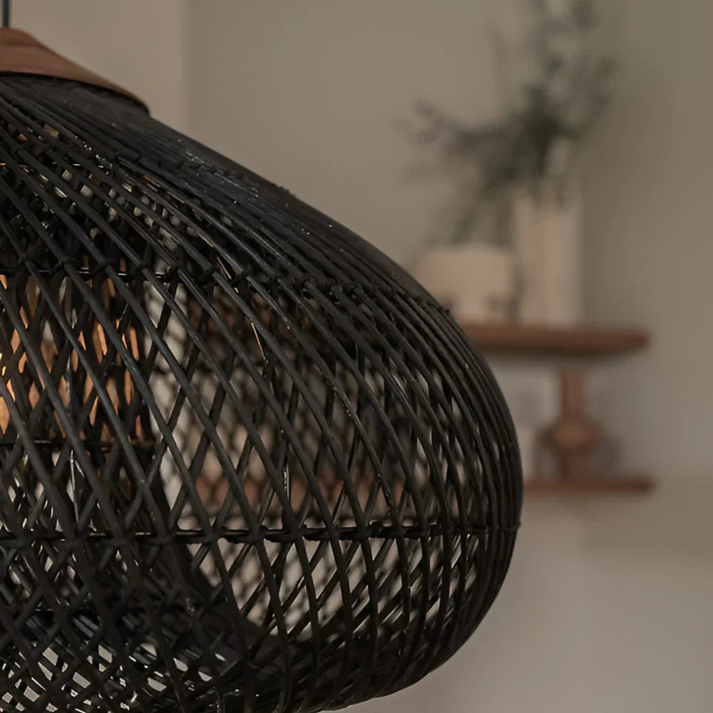 Woven Rattan Pendant Light | Boho Japandi Style, E27