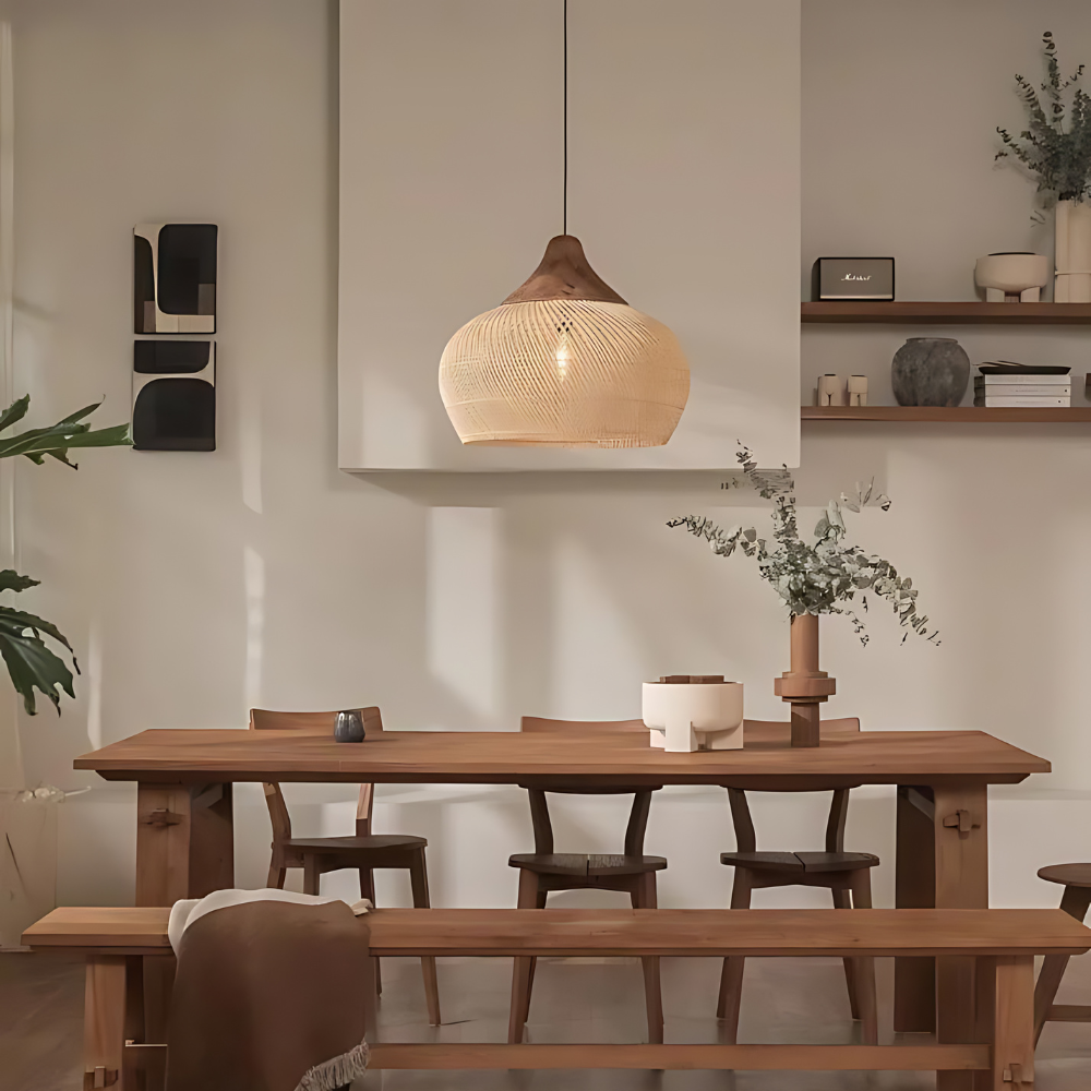 Rattan Ceiling Light | Boho Style, Handwoven Natural Design