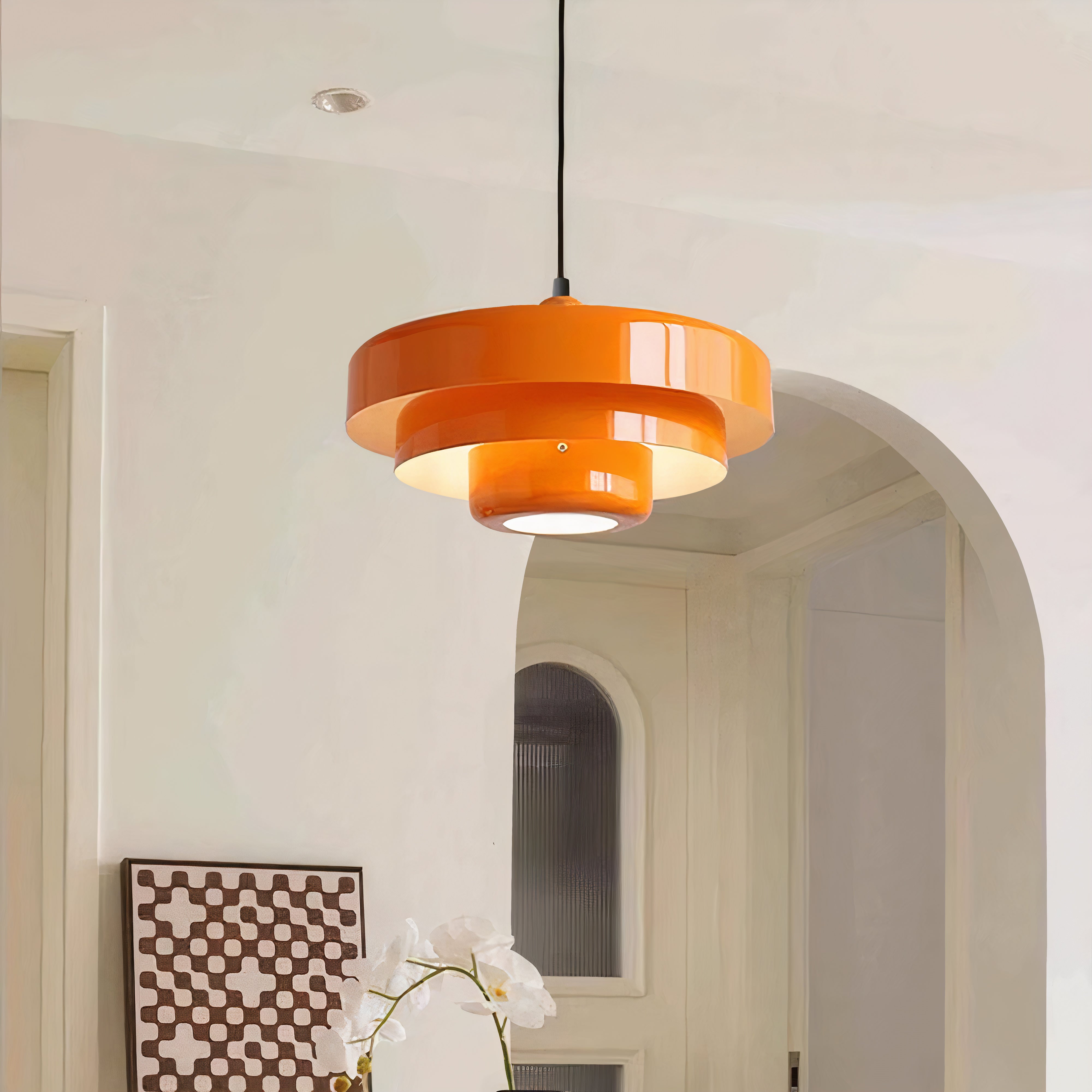 Round Scandinavian Ceiling Light | Metal, E27, Adjustable Pendant