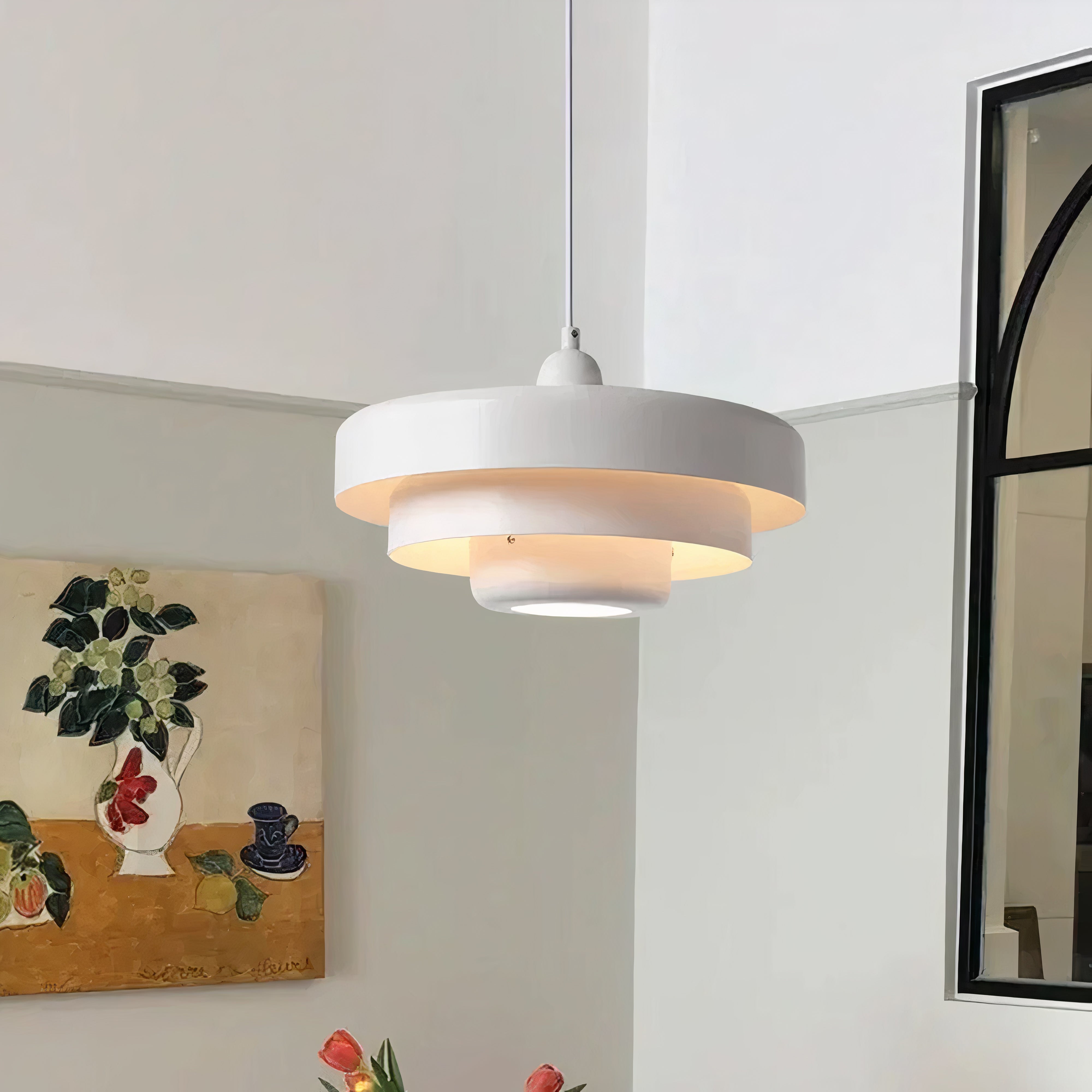 Round Scandinavian Ceiling Light | Metal, E27, Adjustable Pendant