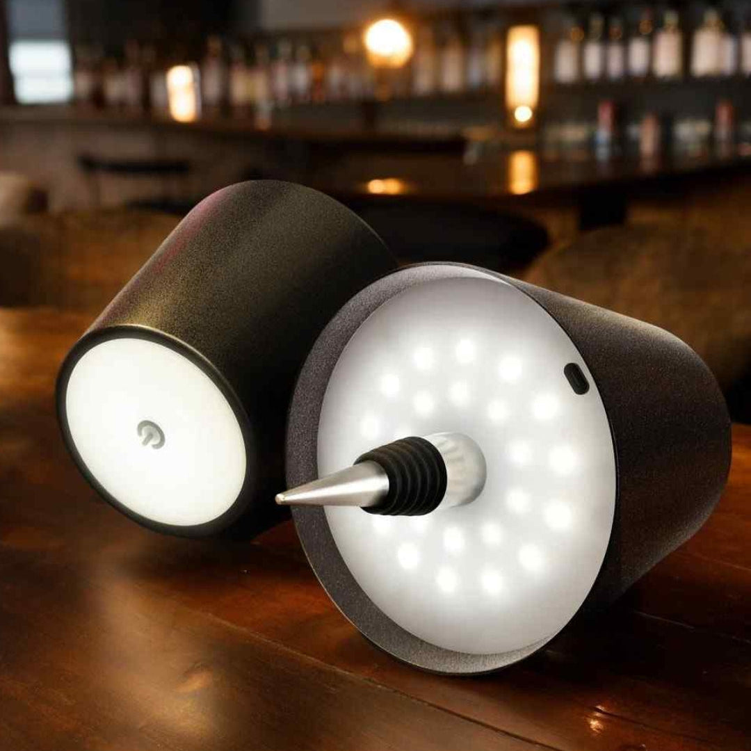 Wireless Bottle Lamp | Rechargeable LED with Cone Shade
