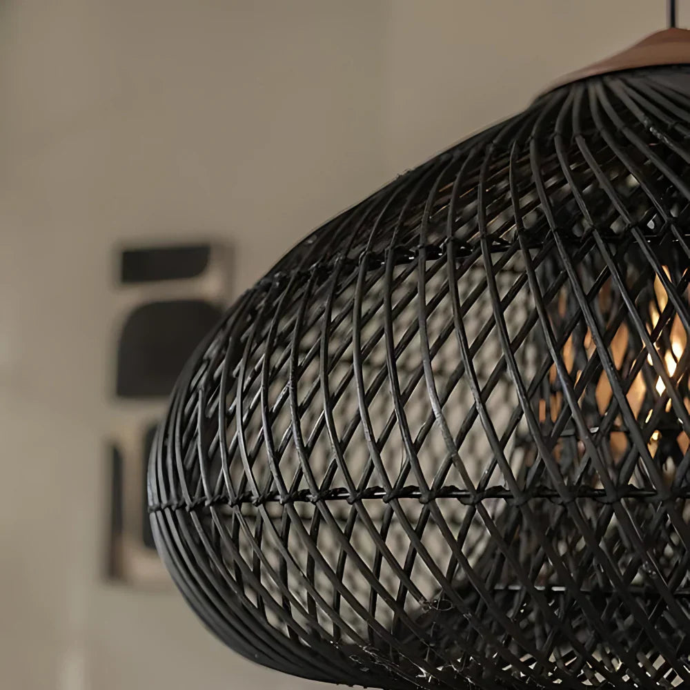 Woven Rattan Pendant Light | Boho Japandi Style, E27
