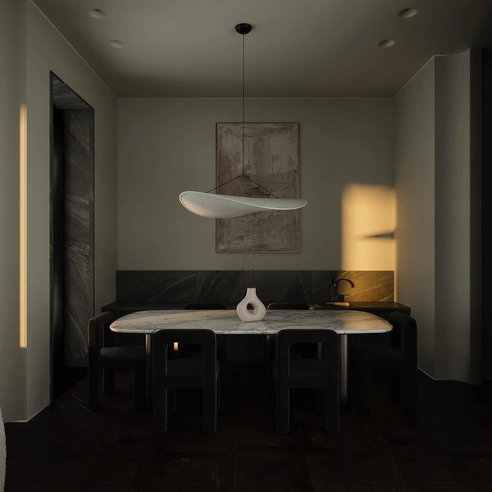 Silk Pendant Light | Japandi Style, Height-Adjustable