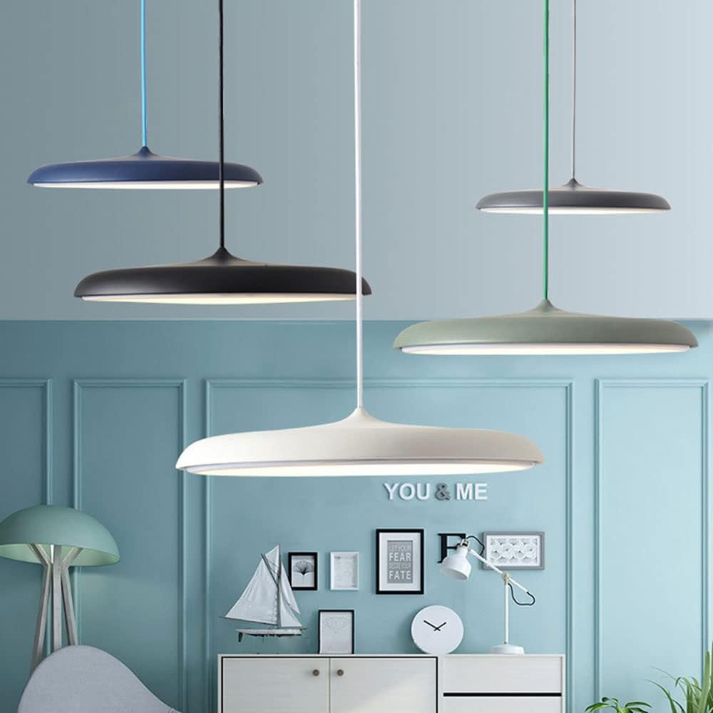 Round Metal Pendant Light | Warm LED, Color & Size Options