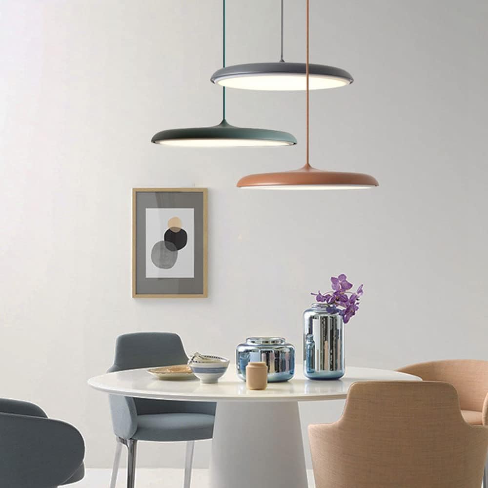 Round Metal Pendant Light | Warm LED, Color & Size Options