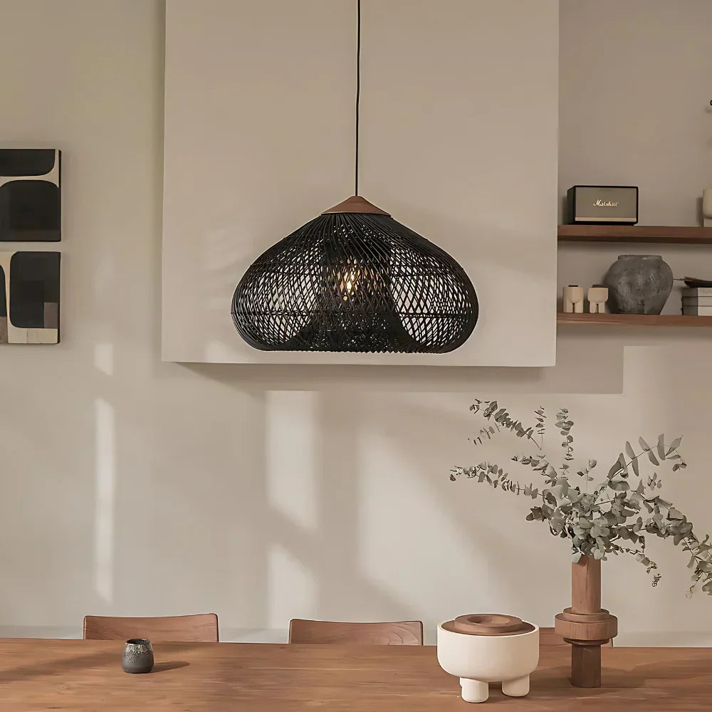 Woven Rattan Pendant Light | Boho Japandi Style, E27