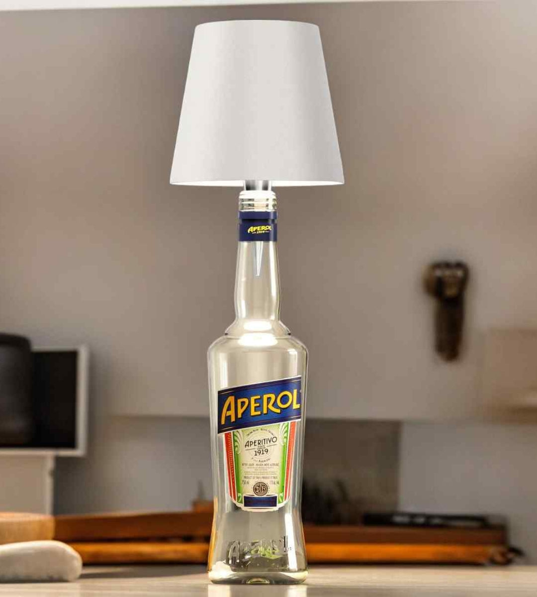 Wireless Bottle Lamp | Rechargeable LED with Cone Shade