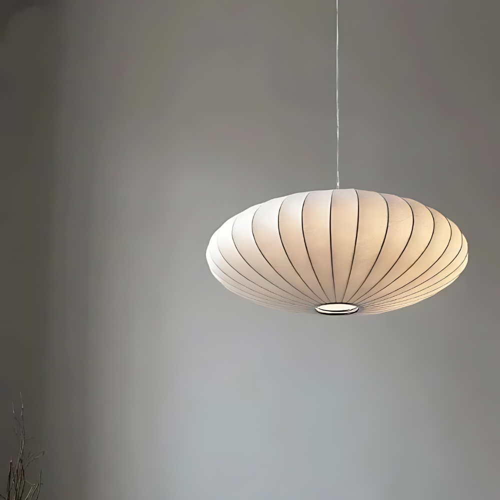 Japandi Silk Pendant Light | Round, Soft-Diffused Shade