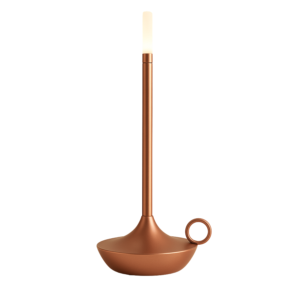 Wireless Scandinavian Candle Lamp | Dimmable LED, Brushed Aluminium
