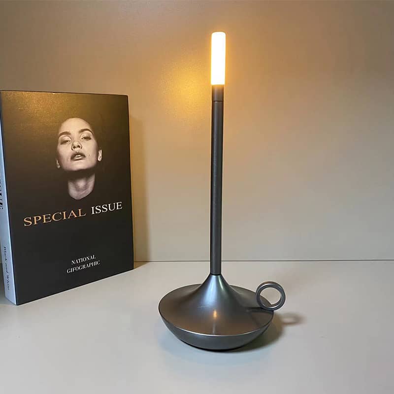 Wireless Scandinavian Candle Lamp | Dimmable LED, Brushed Aluminium