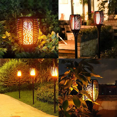 Solar Garden Torch Lights | Set of 4, IP65 Weatherproof