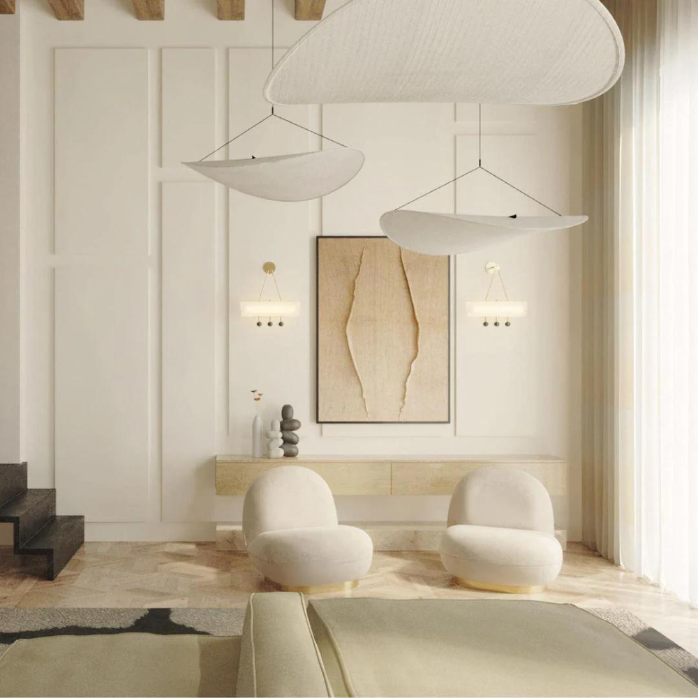 Silk Pendant Light | Japandi Style, Height-Adjustable
