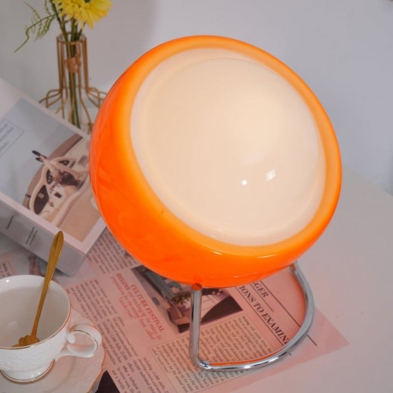 Bauhaus Glass Table Lamp | White and Orange, 3 Light Modes