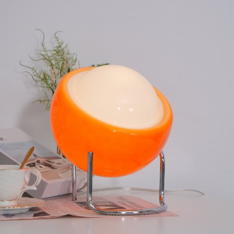 Bauhaus Glass Table Lamp | White and Orange, 3 Light Modes