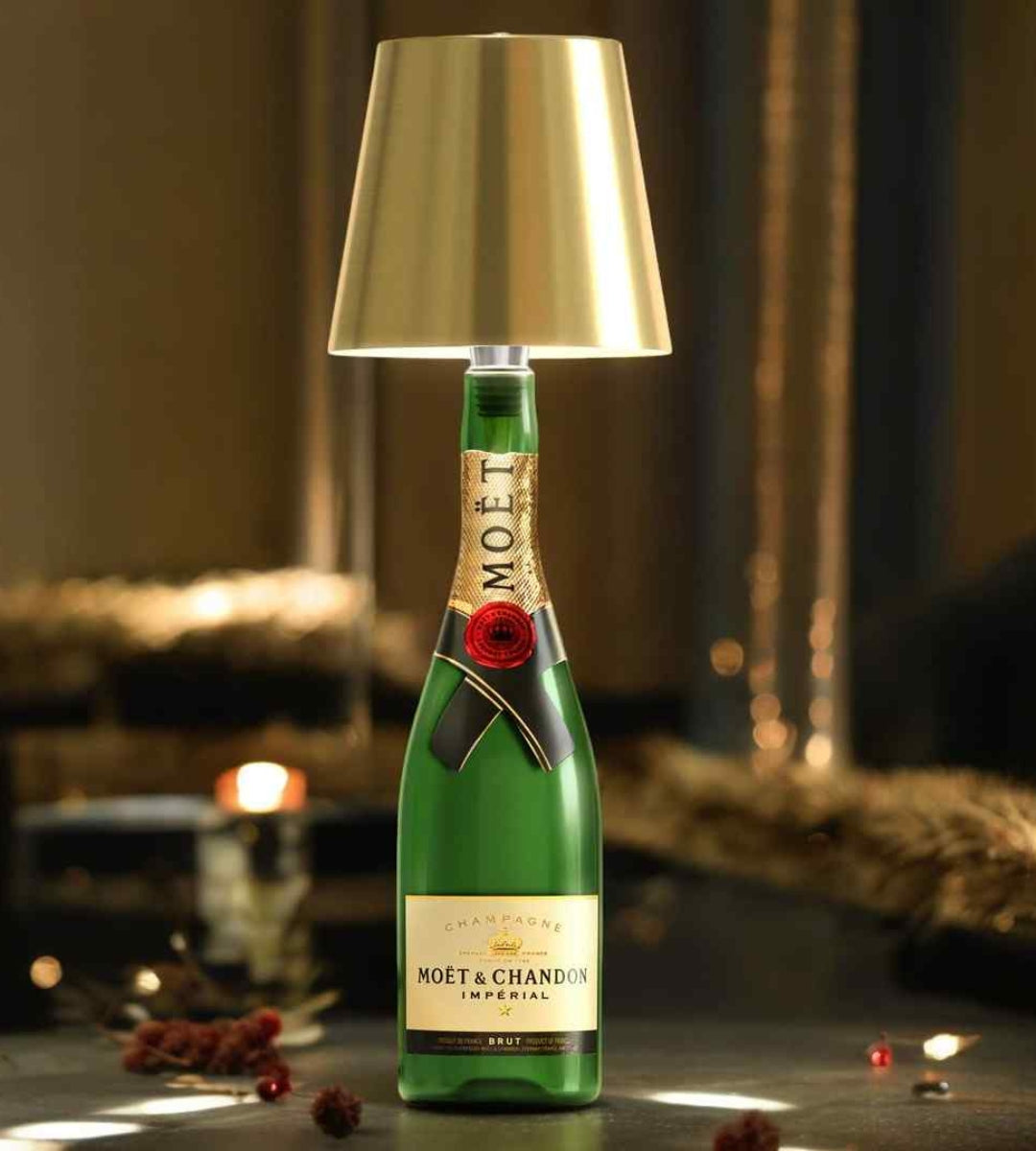 Wireless Bottle Lamp | Rechargeable LED with Cone Shade
