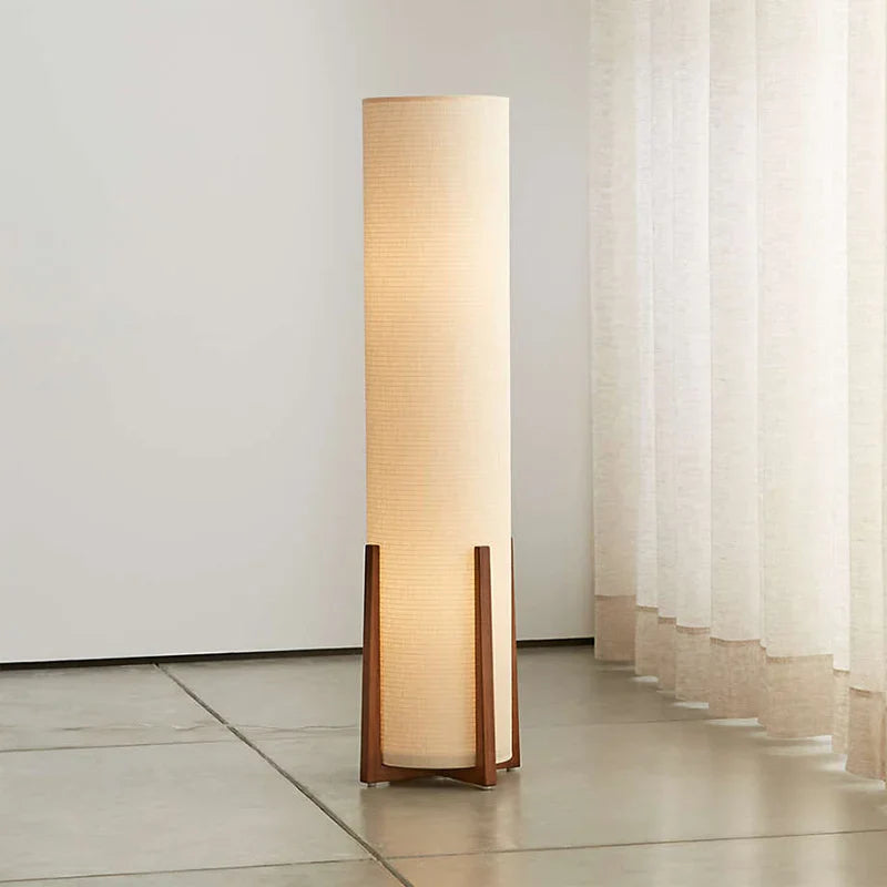 Ash Wood Floor Lamp with Linen Shade | Japandi Style, 47 in