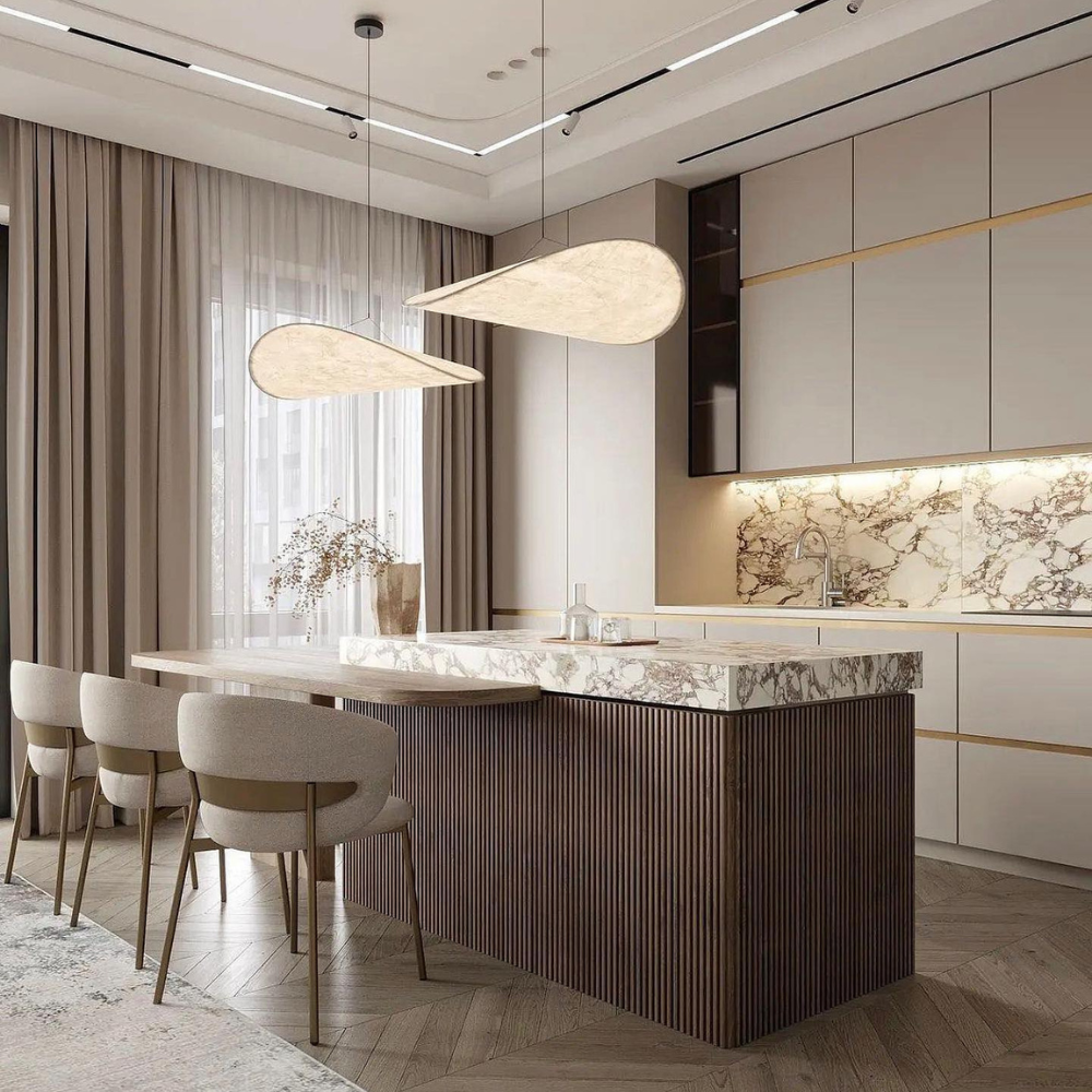 Silk Pendant Light | Japandi Style, Height-Adjustable