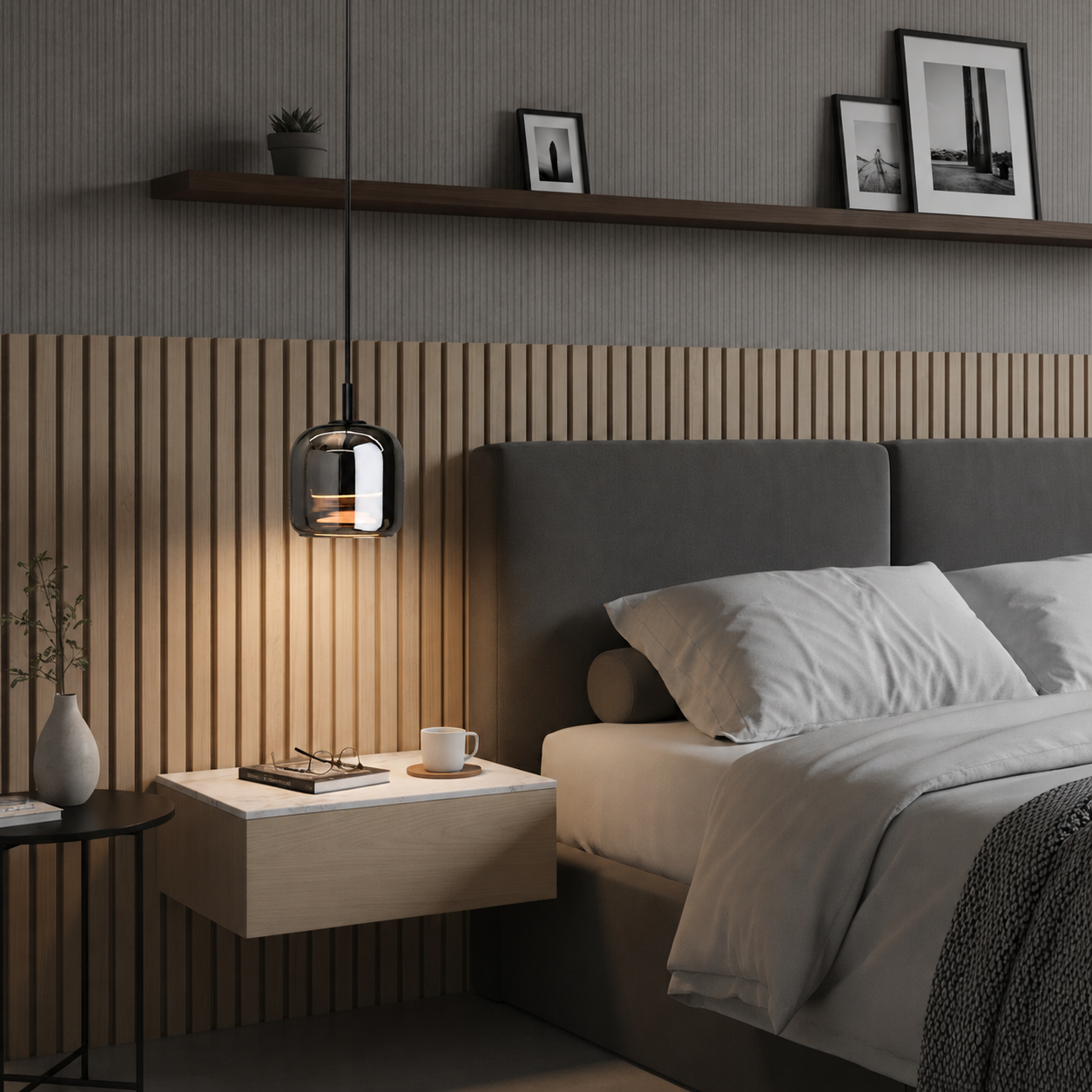 Smoked Glass Globe Pendant Light | Dual-Look LED, 3000K Warm White