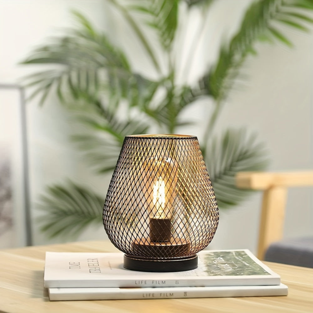 Battery-Powered LED Lantern | Matte Black Metal, Warm White