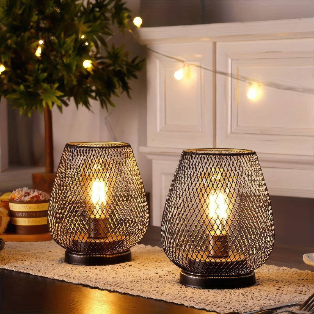 Battery-Powered LED Lantern | Matte Black Metal, Warm White