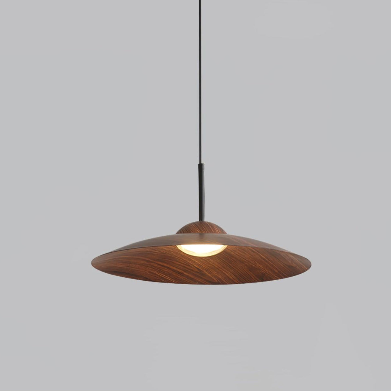 Japandi Dome Pendant Light | Wood-Look Finish, Integrated LED