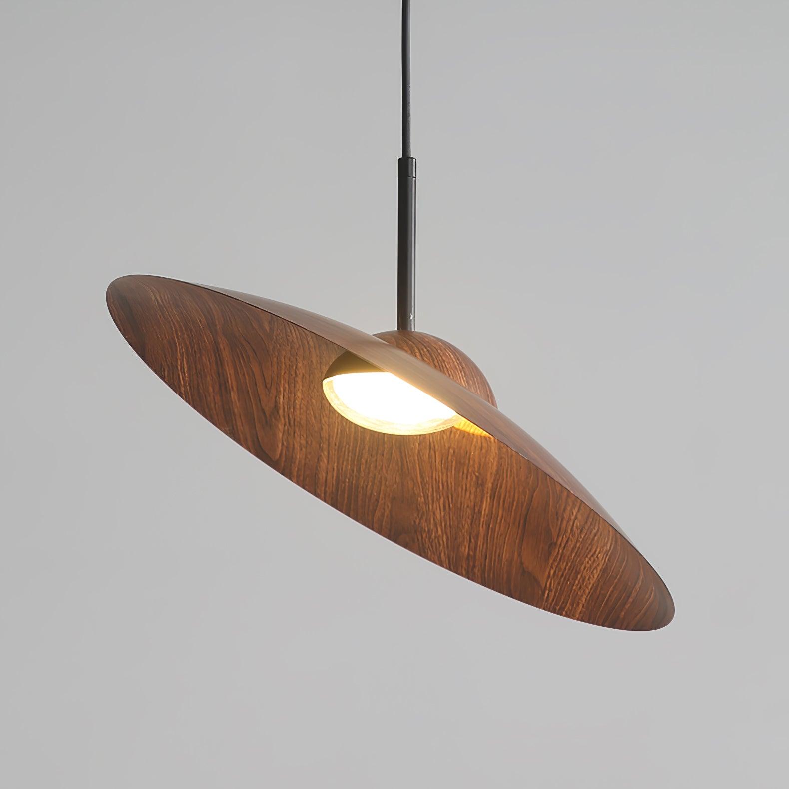 Japandi Dome Pendant Light | Wood-Look Finish, Integrated LED