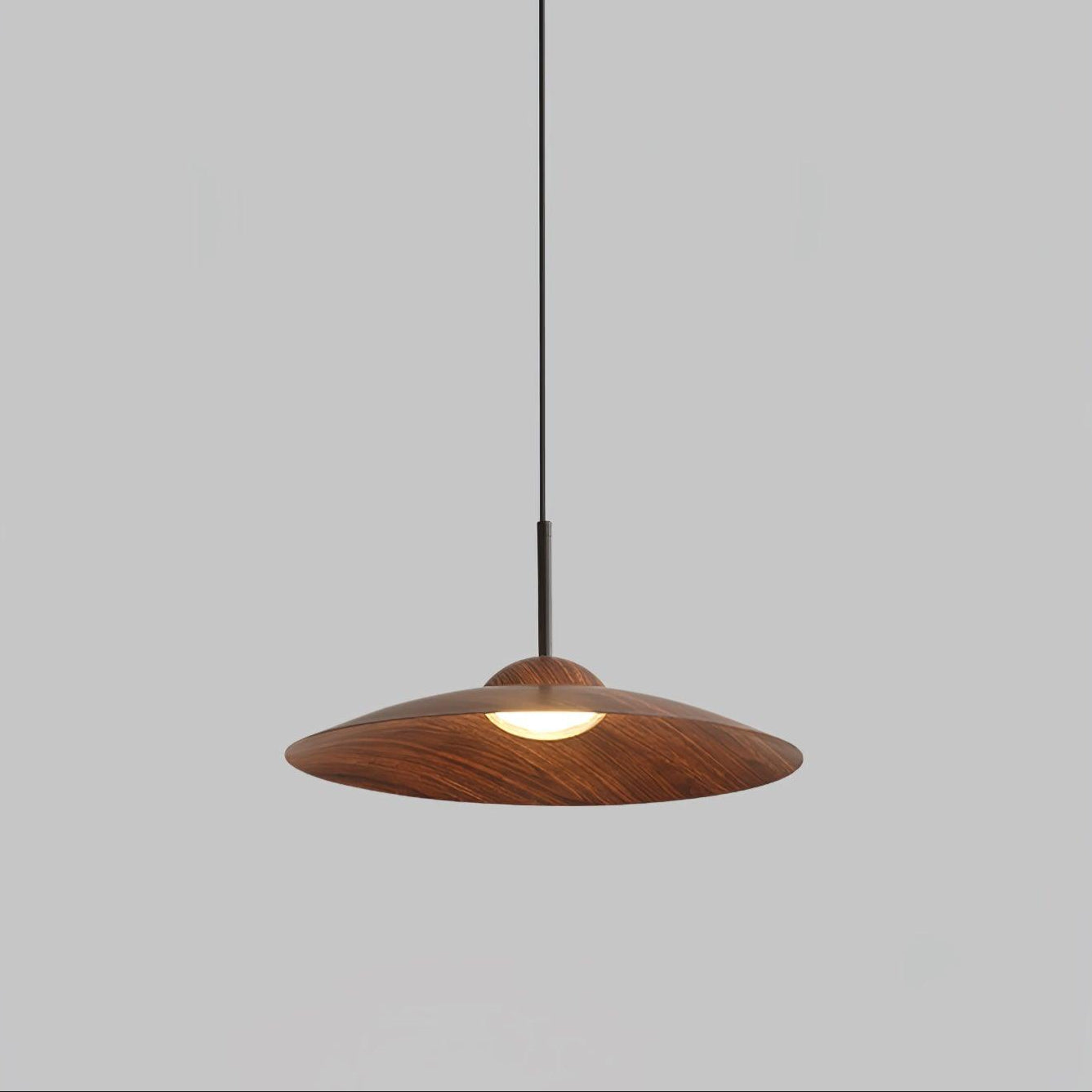 Japandi Dome Pendant Light | Wood-Look Finish, Integrated LED