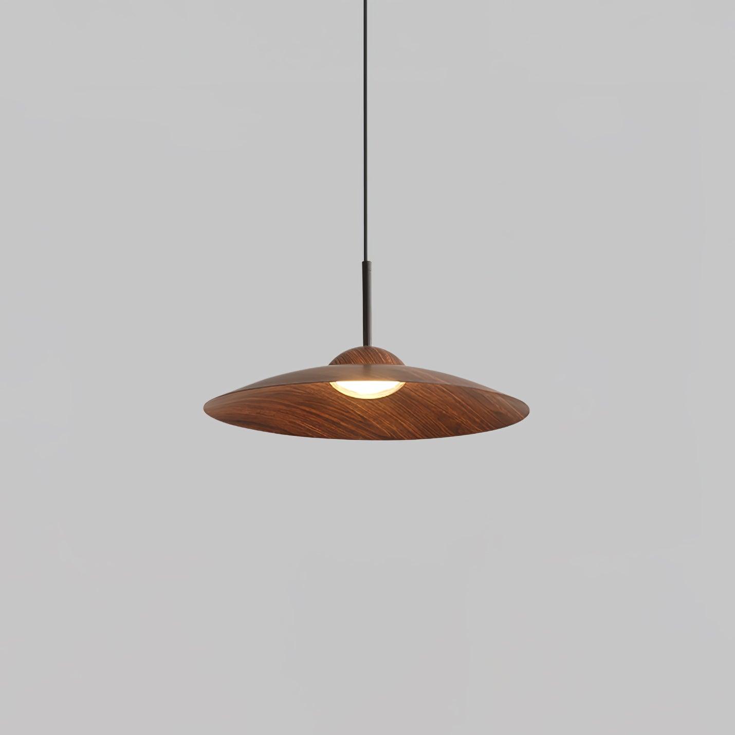 Japandi Dome Pendant Light | Wood-Look Finish, Integrated LED