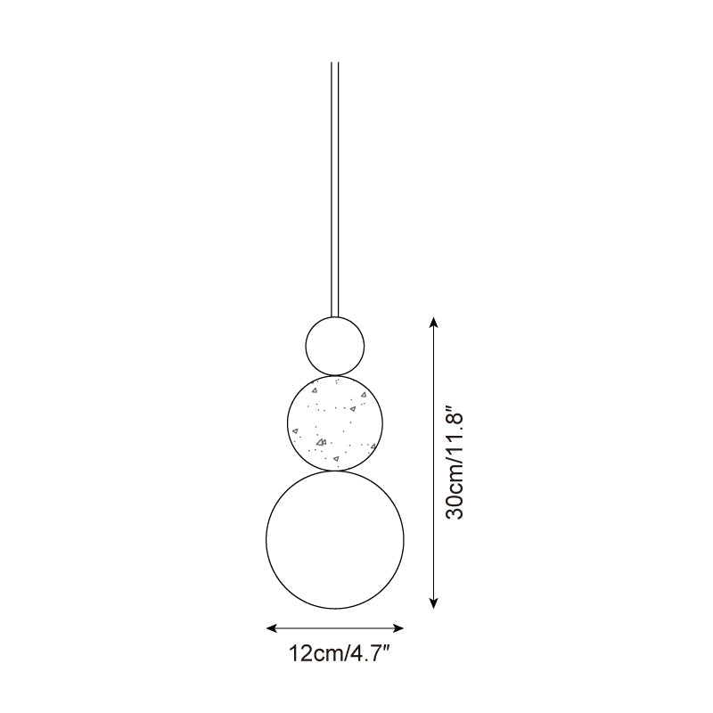 Travertine Stone Pendant Light | Opal Glass, Walnut Wood, Dimmable
