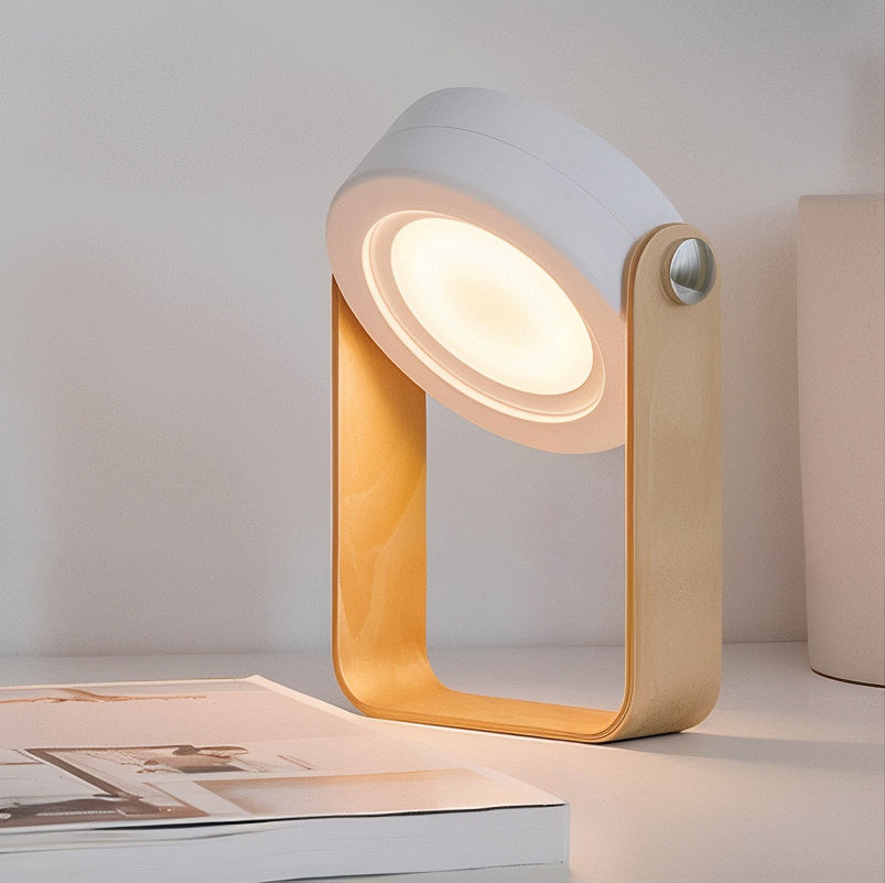 Wireless Wood and Metal Table Lamp | Dimmable, Rechargeable LED