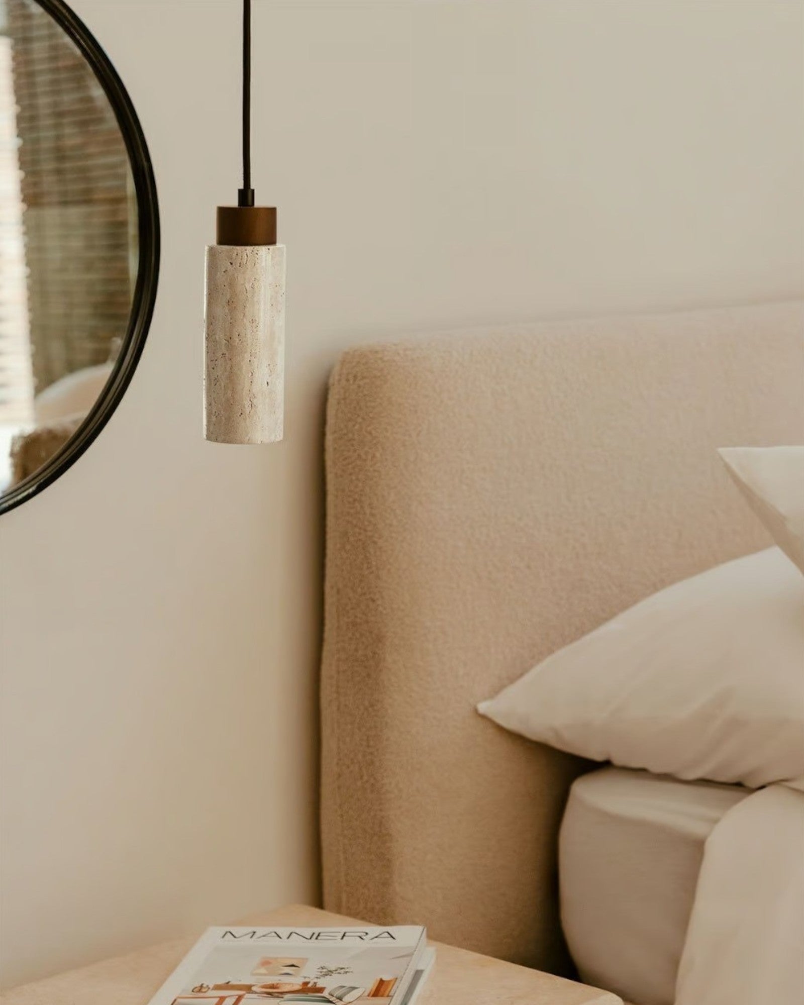 Travertine Stone Pendant Light | Wabi-Sabi Design, GU10