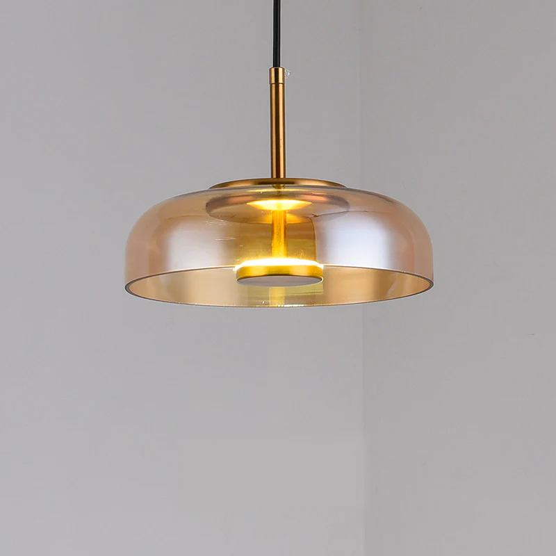 Round Glass and Metal Pendant Light | Modern LED, Adjustable Drop