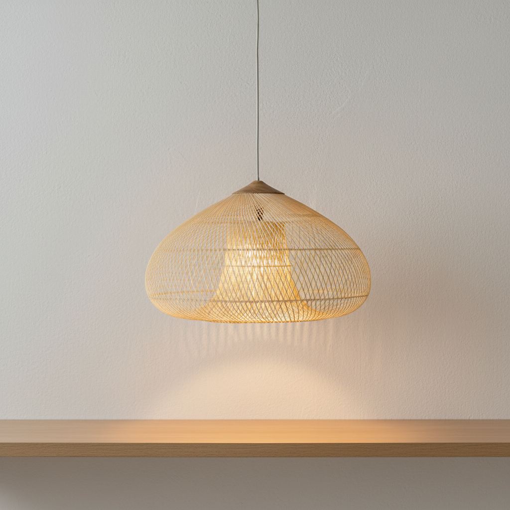 Woven Rattan Pendant Light | Boho Japandi Style, E27