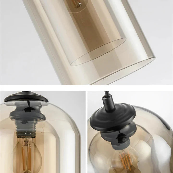 Smoked Glass Double Pendant Light | Sculptural Design, E27