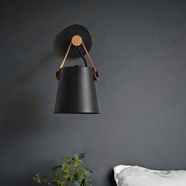 Wood and Leather Wall Sconce | Scandinavian Design, E27