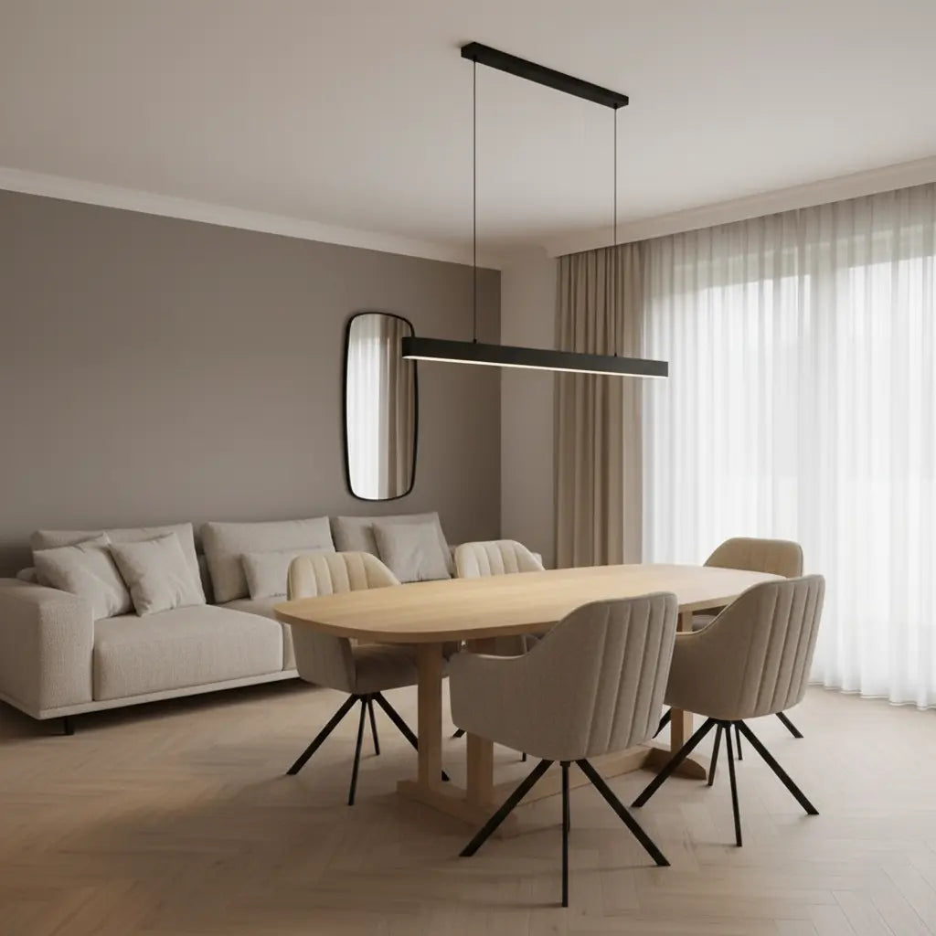 Linear LED Pendant Light | Black, Dimmable with Remote