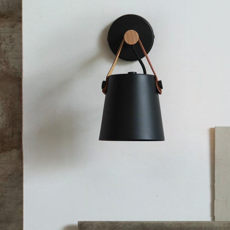 Wood and Leather Wall Sconce | Scandinavian Design, E27