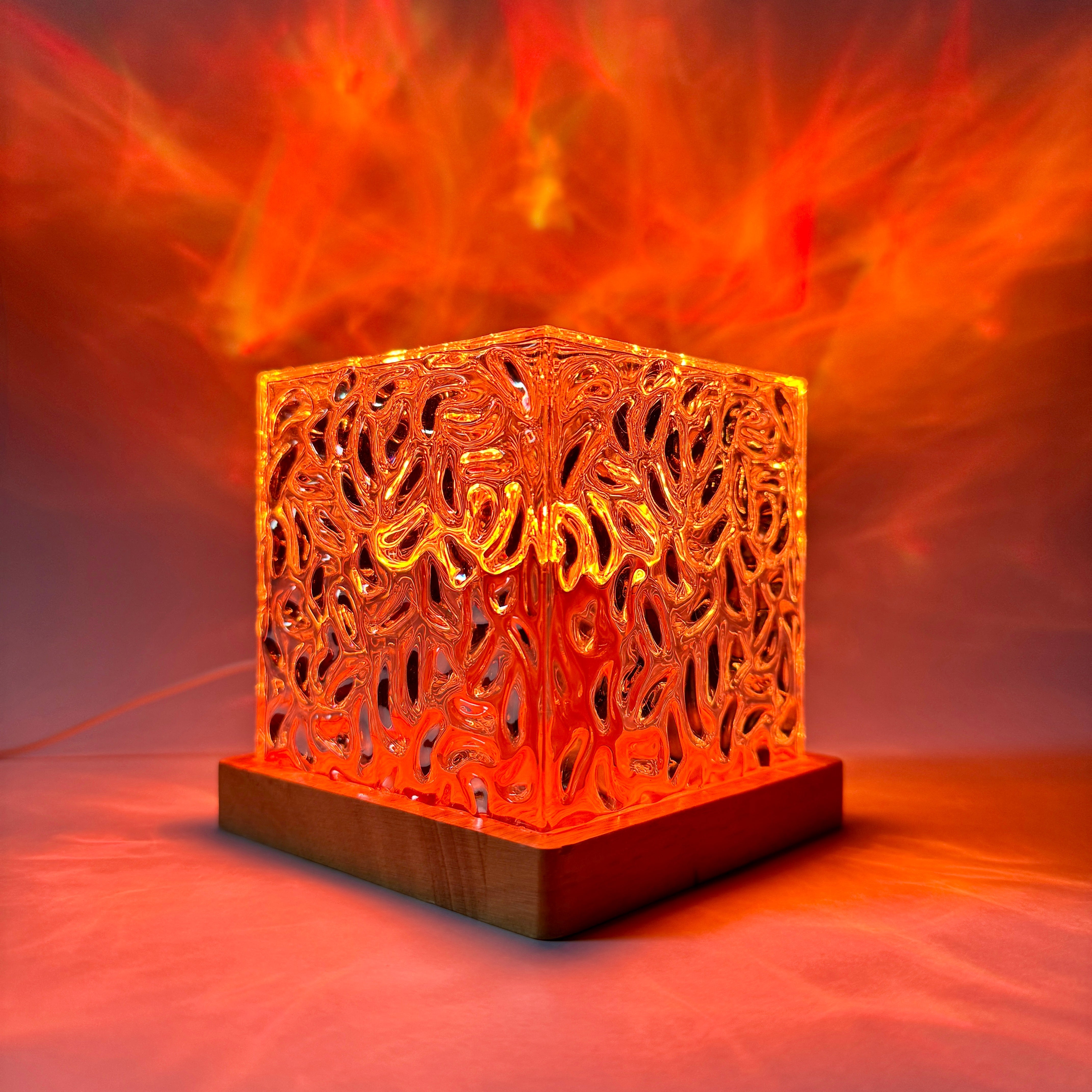 RGB Mood Table Lamp | 16-Color LED with Remote, Wood Base