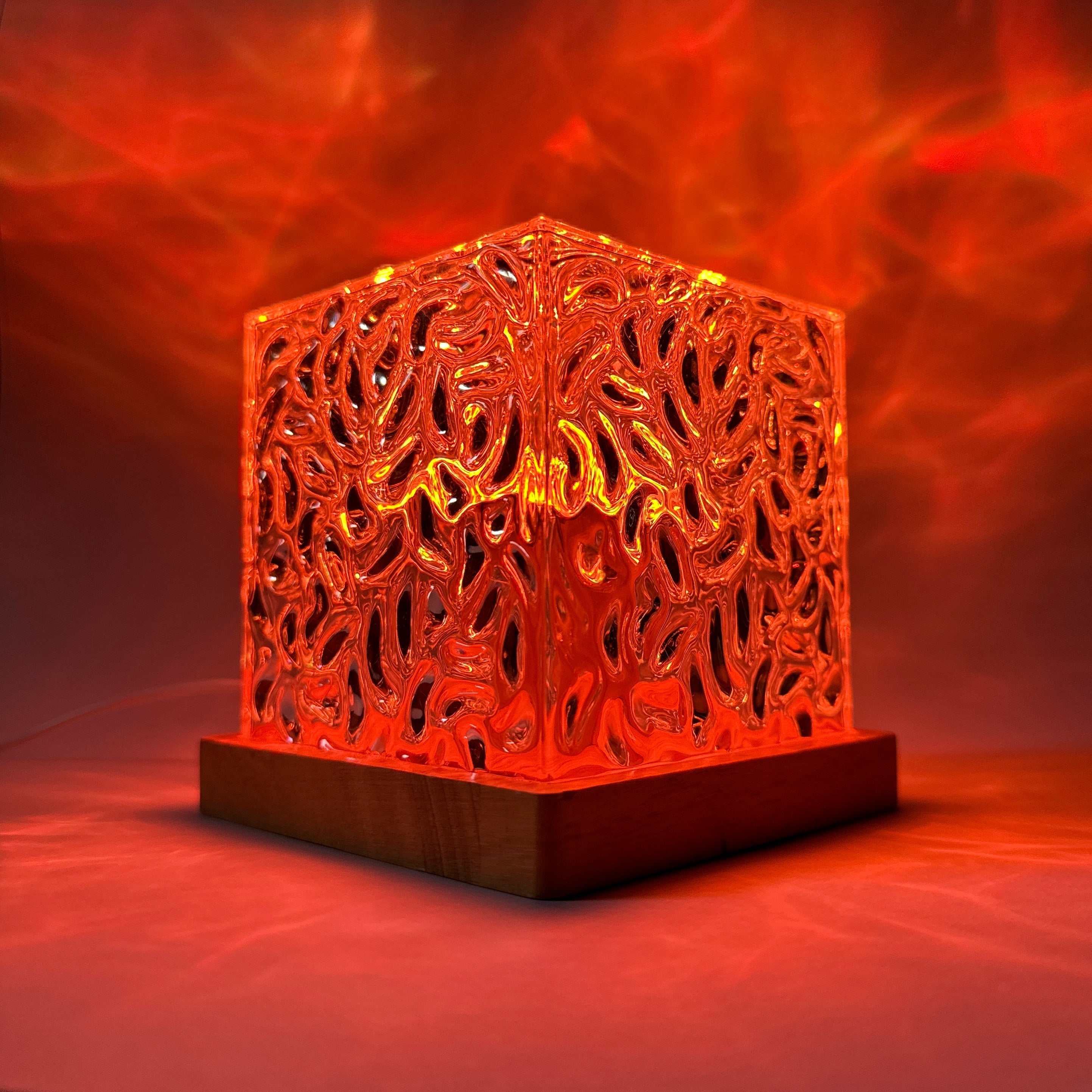 RGB Mood Table Lamp | 16-Color LED with Remote, Wood Base