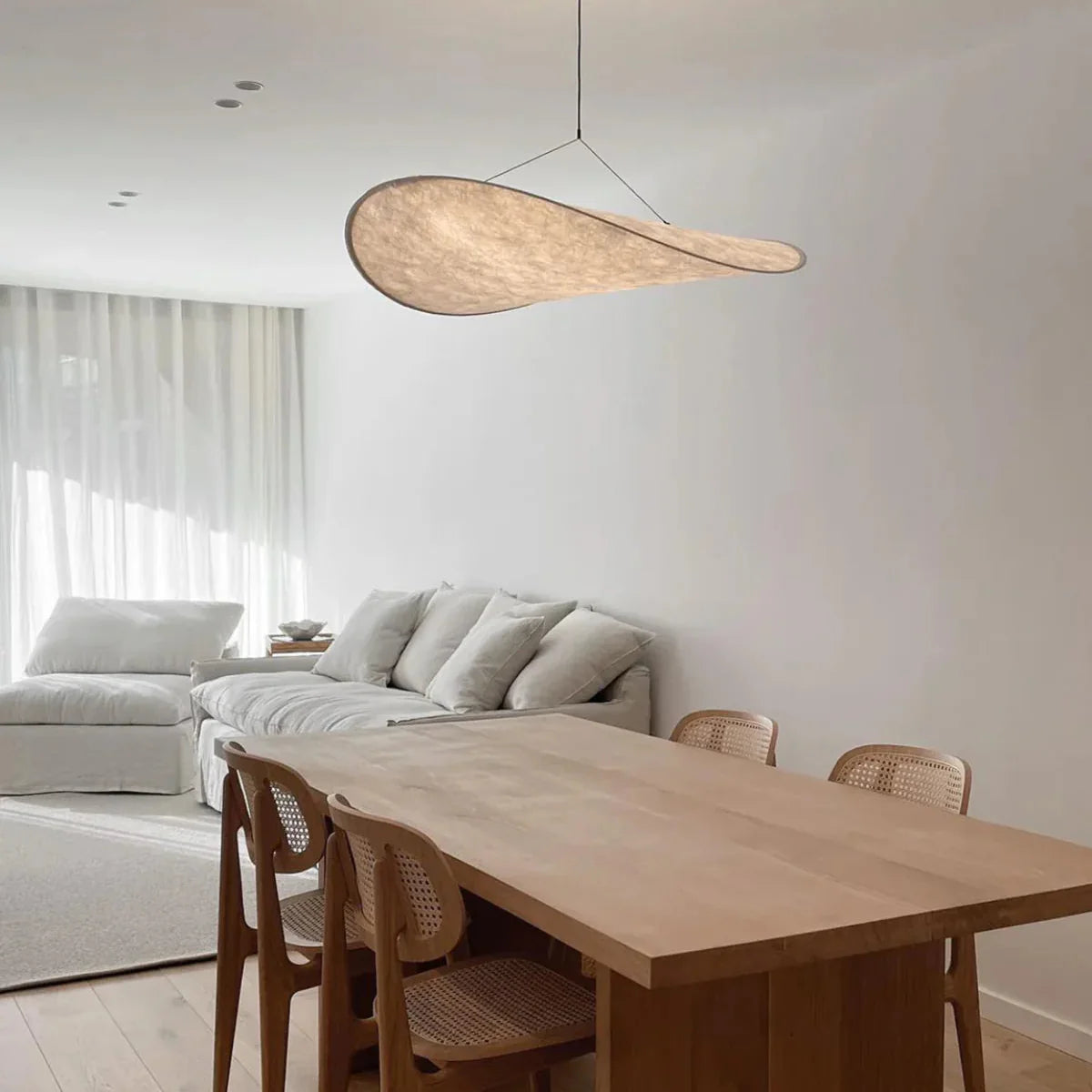 Silk Pendant Light | Japandi Style, Height-Adjustable