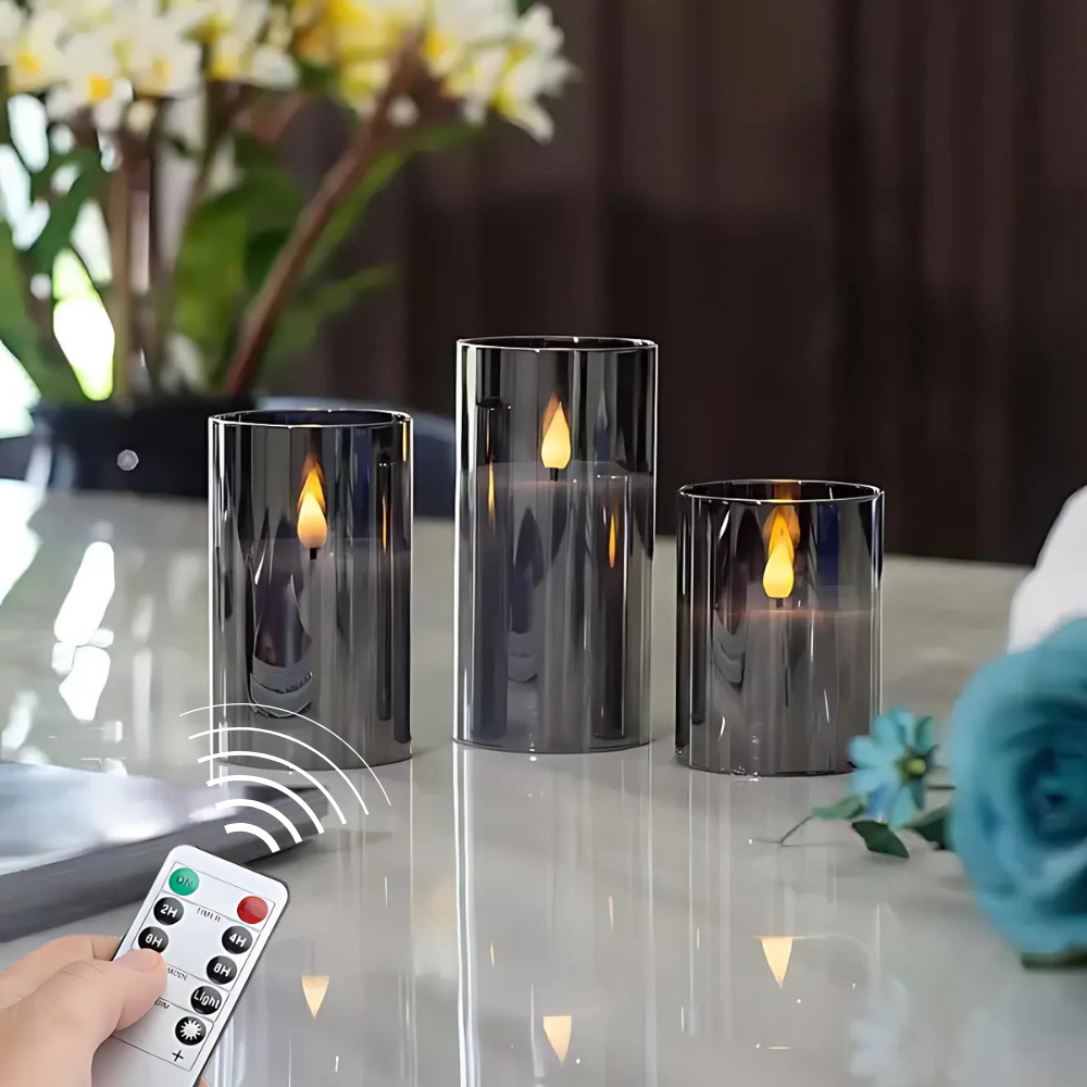 Flameless LED Candles with Remote | Set of 3, Real Wax