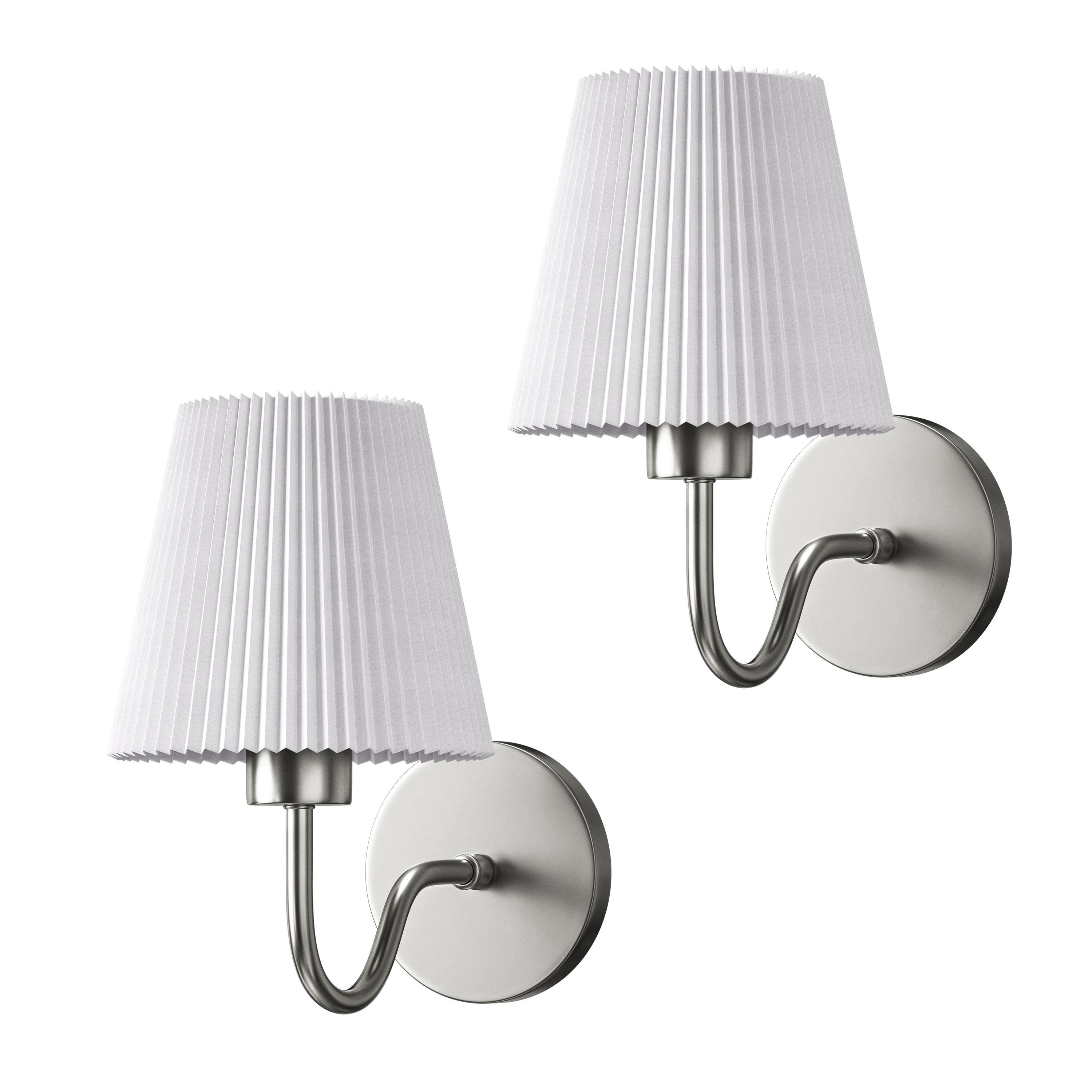 Curved Wireless Wall Sconces | Set of 2, Pleated Shade